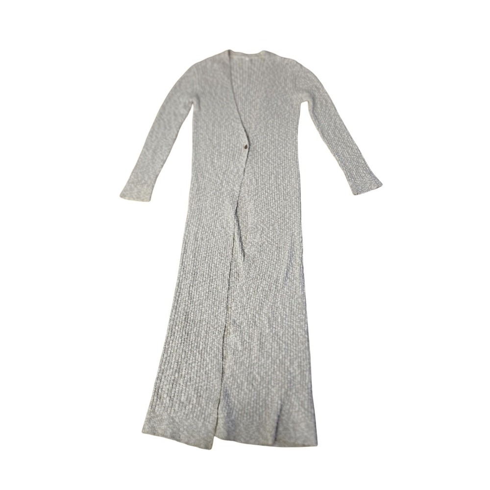 Free People Places to Go Maxi Cardigan Duster Oatmeal Beige Knit Sweater Medium - Picture 3 of 5